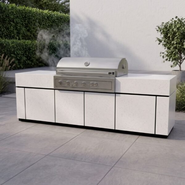 Monument Polished Concrete BBQ and Outdoor Kitchen to suit Larger front burner BBQ with Concrete Door fronts by Design Design by Slabs by Design Set in Steel