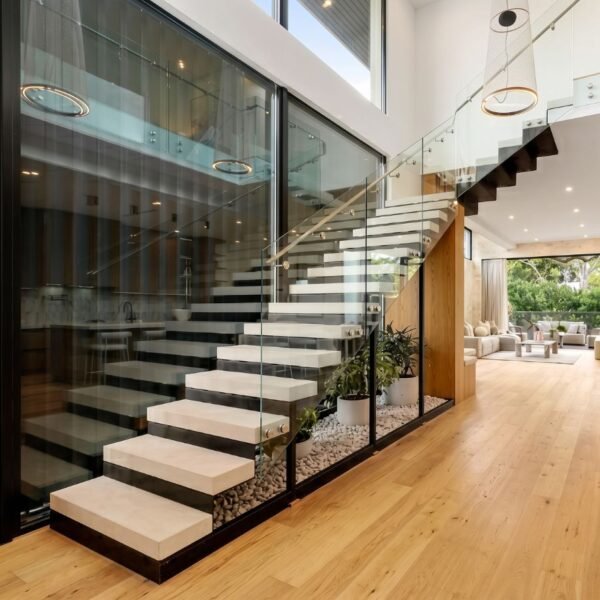 Custom Polished Concrete Stair Treads by Slabs by Design