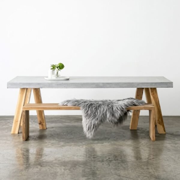Obi Concrete Dining Table by Slabs by Design Set in Steel
