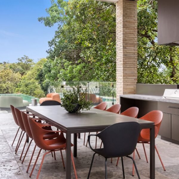 Spectre Concrete Dining Table by Slabs by Design Set in Steel