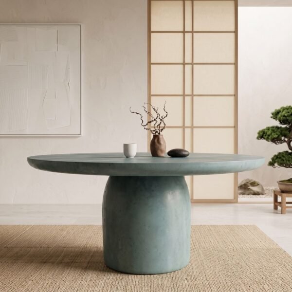 Totem Concrete Dining Table by Slabs by Design Set in Steel
