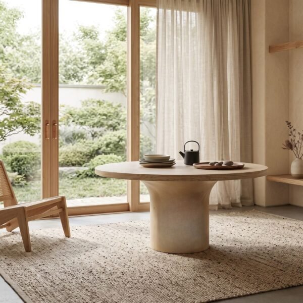 Wave Concrete Dining Table by Slabs by Design Set in Steel
