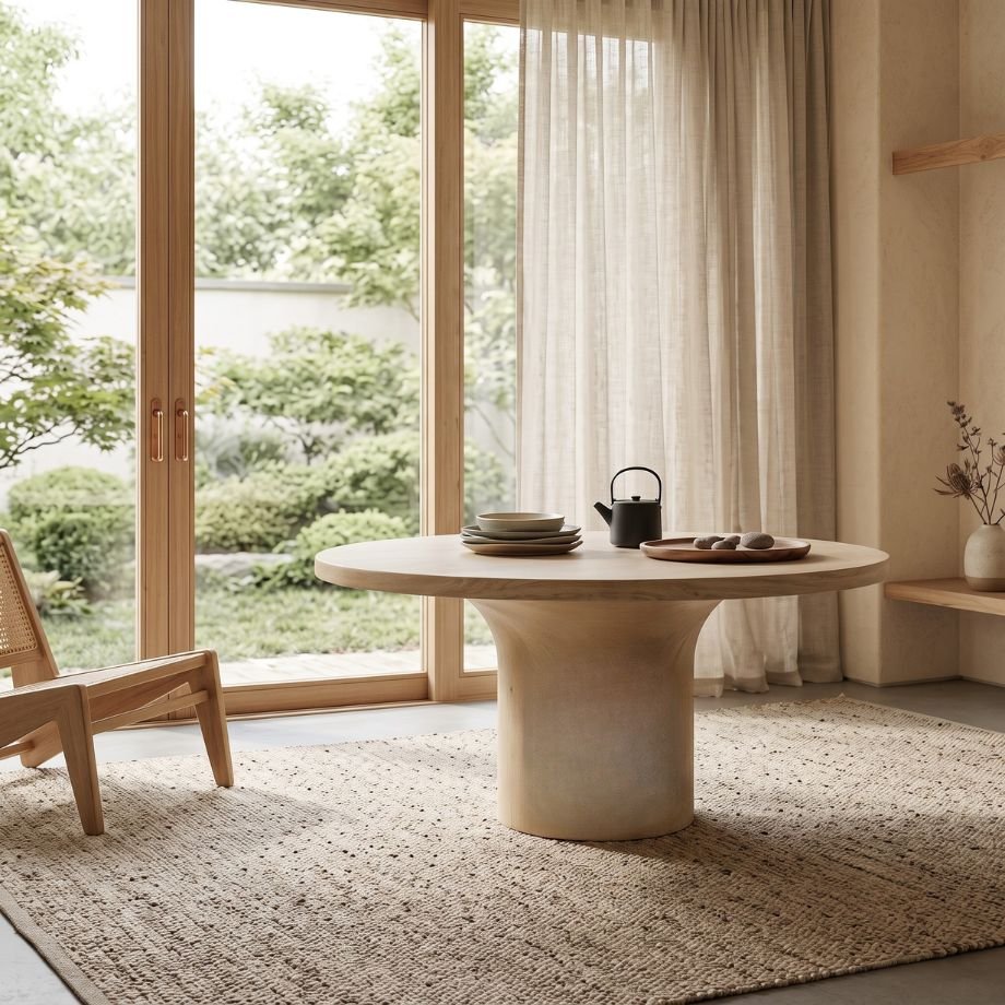 Wave Concrete Dining Table by Slabs by Design Set in Steel