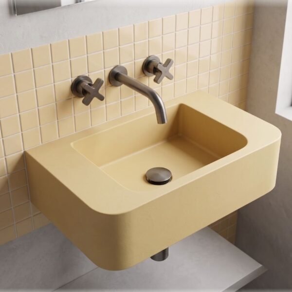 Bengal Wall Hung Concrete Basin by Slabs by Design Set in Steel