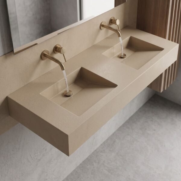Ramp Pop Up Drain Concrete vanity top by Slabs by Design