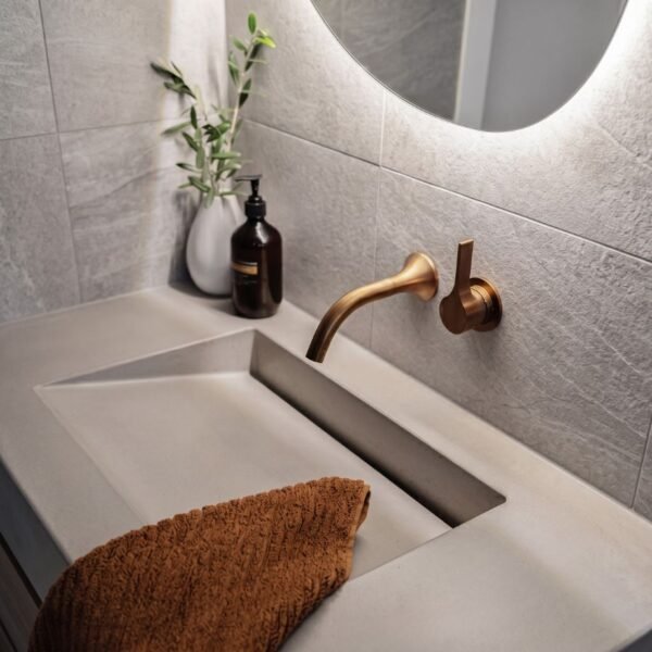 Ramp Slot Drain Concrete vanity top by Slabs by Design