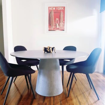 Oblique dining table 1400mm platinum grey